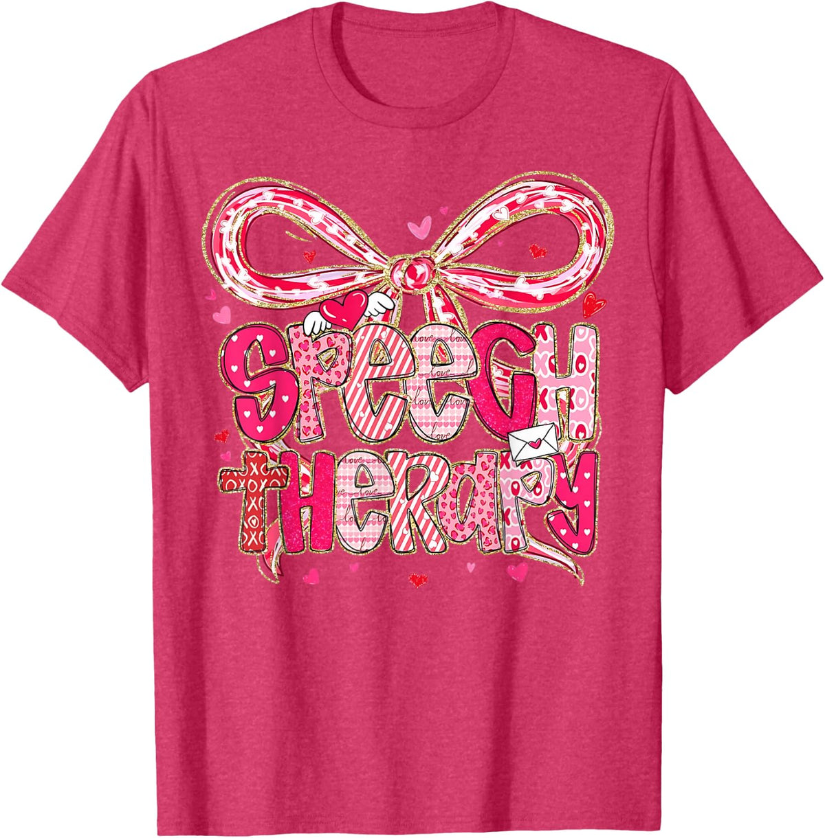 Speech Language Pathologist Valentines Day SLP Therapy T-Shirt - Red Heather