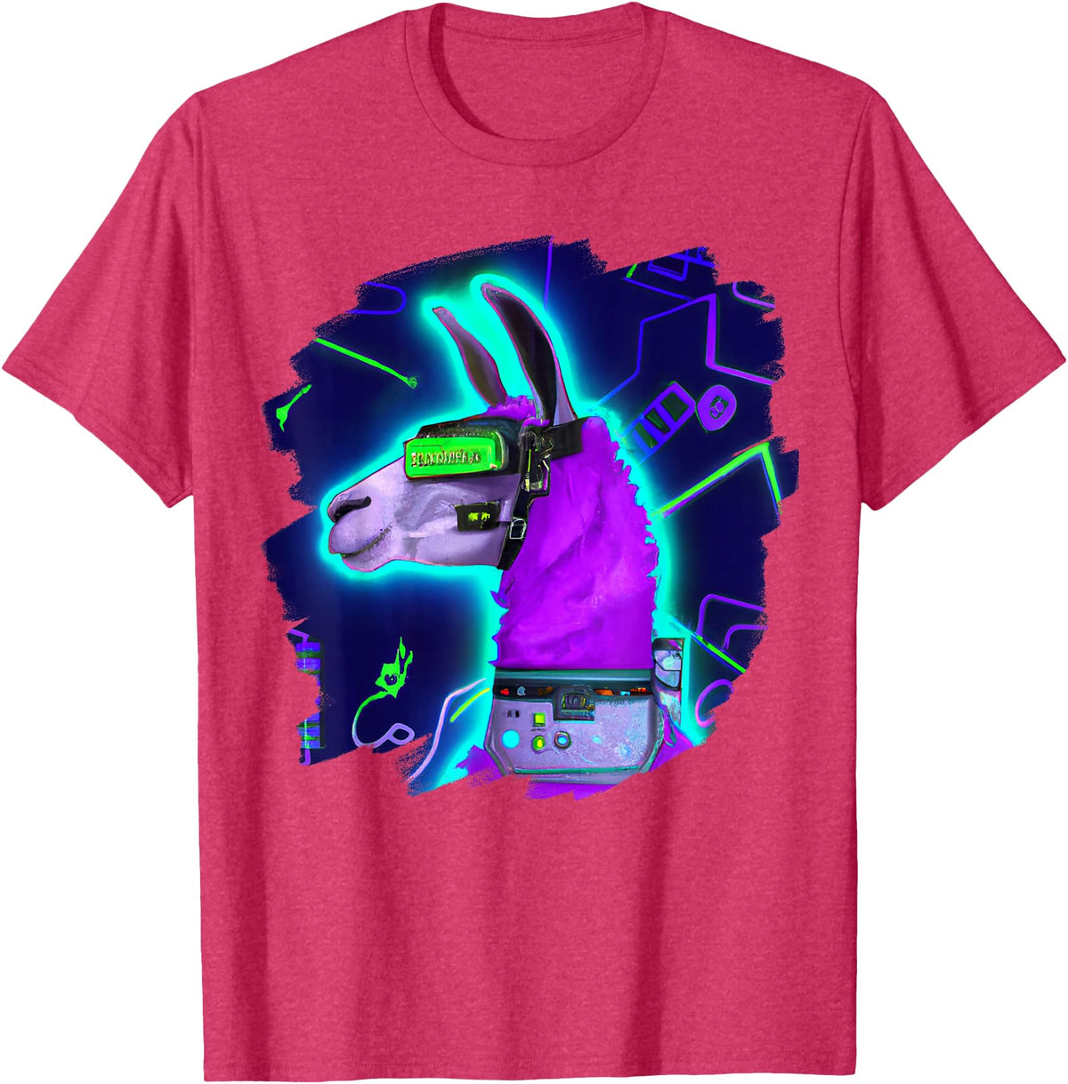 Llama Robot Cyborg Life Apparel Llama Cyborg Robot Llama Cool Artistic Retro Alpacas T-Shirt - Red Heather