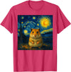 Hamster Starry Night Van Gogh Art for Men Women Kids T-Shirt - Red Heather
