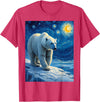 Polar Bear Van Gogh's Starry Night Wildlife Art Van Gogh's Starry Night Polar Bear Ice Bear Animal Lovers T-Shirt - Red Heather