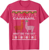 llama shirt collection by Jean Olivier funny llama with hats Christmas look carl what did you do T-Shirt - Red Heather