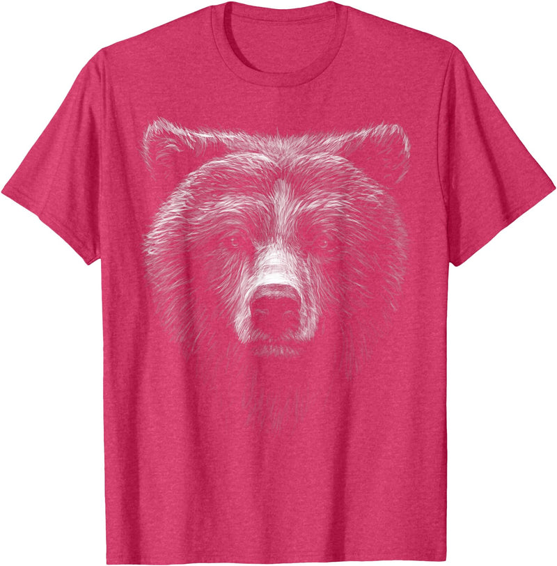 black animals art cute brown bear head black art for lovers Wild Bears animals T-Shirt - Red Heather