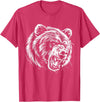 Angry Grizzly Bear T-Shirt - Red Heather