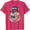 Hamster 4th of July US American Flag Patriotic T-Shirt - Red Heather