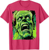 FrightNightFits Classic Horror Green Evil Crazy Scientist Freak Halloween T-Shirt - Red Heather
