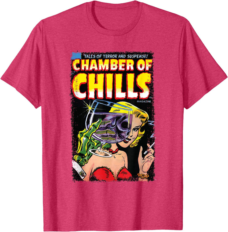 Velleity Studios Horror Comic Book Cover Chamber of Chills 19 T-Shirt - Red Heather