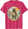 Retro Coastal Surf Bear Vintage Beach Apparel Vintage California Surf Bear Beach Retro Coastal Summer T-Shirt - Red Heather
