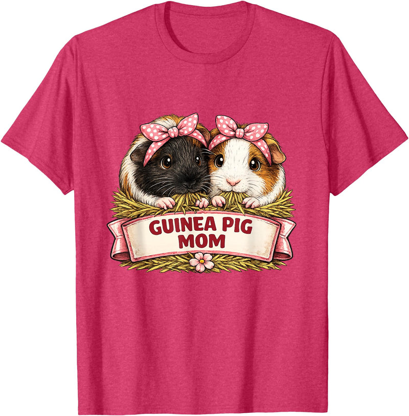 Cute Guinea Pig Mom Cavy Lover Apparel Co Guinea Pig Mom T-Shirt - Red Heather