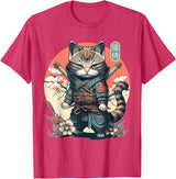 NINJA KITTEN WARRIORS Japanese Samurai Cat Tattoo, Kawaii Ninja Cat Women, Girls T-Shirt