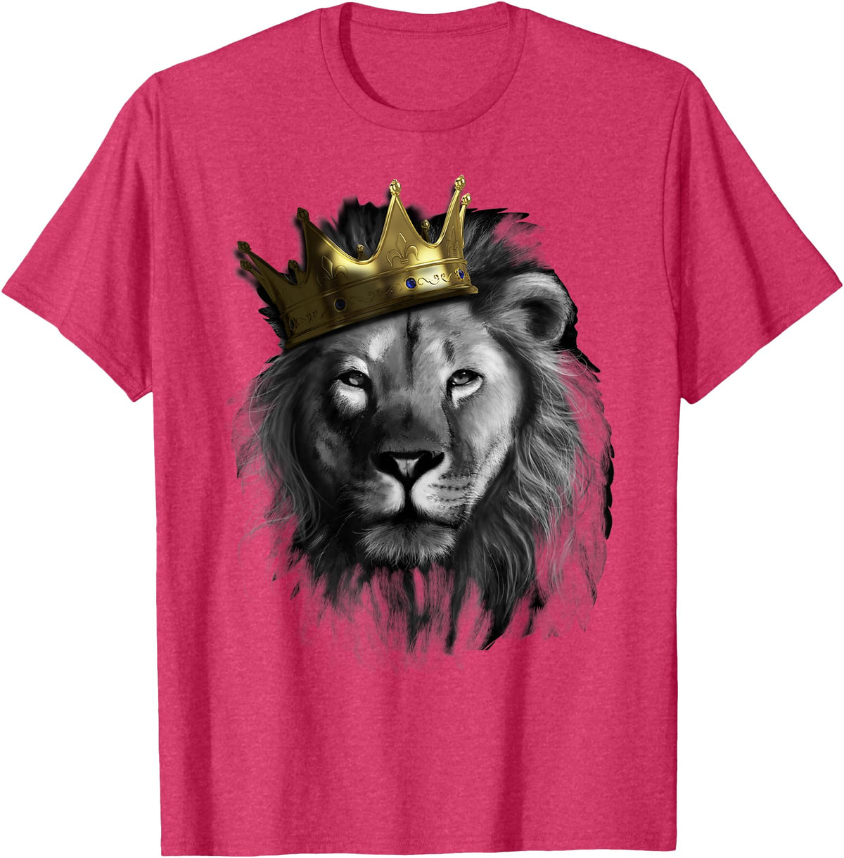 Trendy Apparel King Lion With Crown Street Art T-Shirt - Red Heather