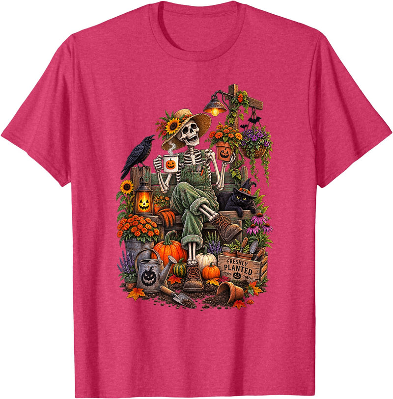 Halloween Gardening Lover Apparel & Gifts Outlet Freshly Planted Skeleton Gardener Halloween T-Shirt - Red Heather