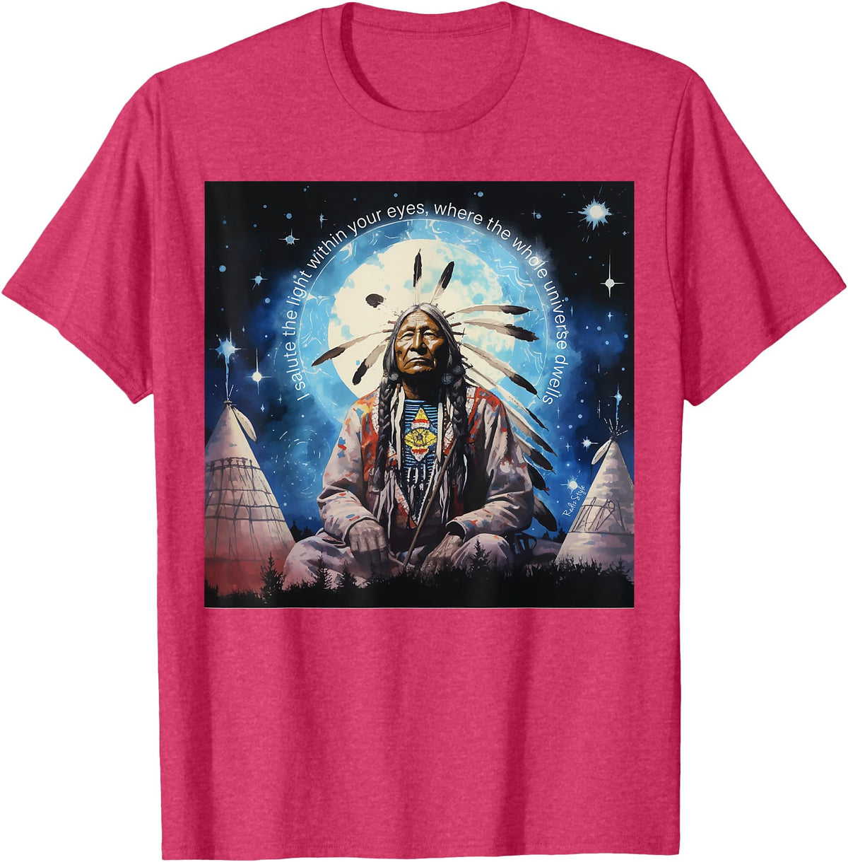 RedizStyle Crazy Horse - I Salute The Light Within Your Eyes T-Shirt - Red Heather