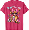 Farm Animal Highland Cow easter Gifts Happy Easter Day Highland Cow Cute Holiday Bunny Women Kids T-Shirt - Red Heather