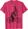Rabbit on a Bike Bunny Bicycle Cycing Biking Men Women Kids T-Shirt in Red Heather