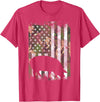 BoredKoalas Farming Farm Shirts Farmer Gifts Camo US Flag Pig Vintage Farm Animal Patriotic Farmer Gift T-Shirt - Red Heather
