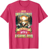 Gift For Grandpa Fisherman Outdoor Nature Lover Never Underestimate an Old Man with A Fishing Rod Scenic Men T-Shirt - Red Heather
