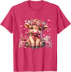 Happy Valentine Highland Cow Costume Love Clothing Valentine Highland Cow Print Cute Love Heart Flowers T-Shirt - Red Heather