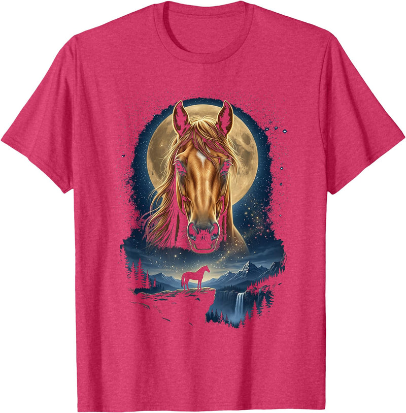 Horse Tees & Gifts for Men and Women Mystical Majestic Horse Spirit Animal Full Moon Nature Men T-Shirt - Red Heather