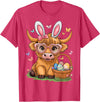 Bunny Highland Cow Easter Day Women Girls Easter Day Highland Cow Cute Easter Bunny Farmer Women Girls T-Shirt - Red Heather
