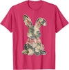 Funny Bunny Crochet Patchwork Camo Rabbit Happy Easter Day T-Shirt (Black) in Red Heather