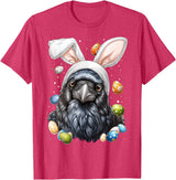 Crow Raven Easter Rabbit Eggs Bunny Ears T-Shirt in Red Heather