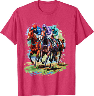 Horse Lover Gift Co. Funny Horse Racing Jockey Racer Derby Rider Race Track T-Shirt - Red Heather