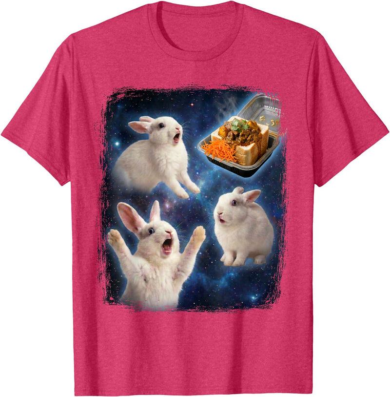 Bunny Chow Space Rabbit South Africa Food Curry Meme Funny T-Shirt in Red Heather