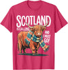 Funny Scottish Highland Cow Scotland is Calling and I Must go Scottish Highland Cow T-Shirt - Red Heather