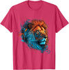 Teexpression Roaring Colors - Lion Graphic Design with a Vibrant Twist T-Shirt Small - Red Heather
