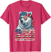 Patriotic Bear Freedom Anniversary Celebration Polar Bear 250 Years of Independence Patriotic America 1776 T-Shirt - Red Heather