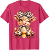 Cute Highland Cow Coffee Addict Leopard Bow Highland Cow Coffee Addict Funny Drink Coffee T-Shirt - Red Heather