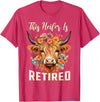 Officially Retired Tee Retirement Gifts for Women This Heifer is Retired Floral Highland Cow Funny Retirement T-Shirt - Red