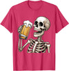 Halloween Skull Skeleton Drinking Beer Funny Kids Skeleton Drinking Beer Halloween Spooky Season Mens Womens T-Shirt - Red