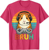 Gamer Guinea Pig Bruh Vintage Gaming For Boys Kids Gaming Guinea Pig Bruh Retro Guinea Pig Gamer Bruh Kids Boys T-Shirt - Red Heather