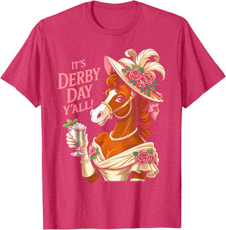 Funny Horse Talk Derby To Me Outfit Men Women Horse Racing It's Derby Day Yall KY Derby Horse 2026 T-Shirt - Red Heather