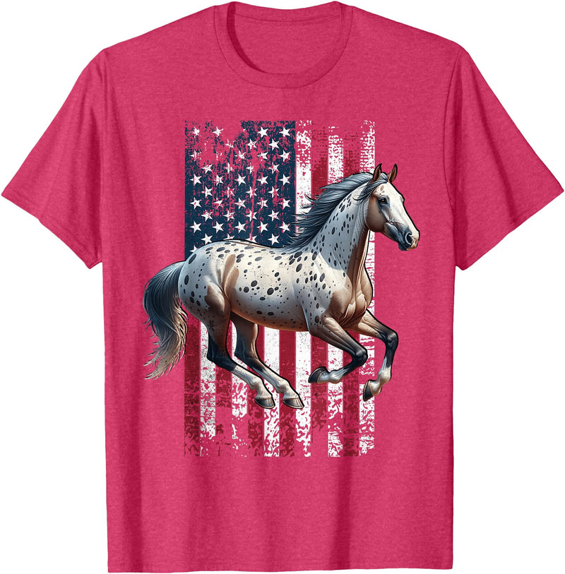 US Flag Appaloosa Horse Women Men Appaloosa US Appaloosa America Appaloosa T-Shirt - Red Heather