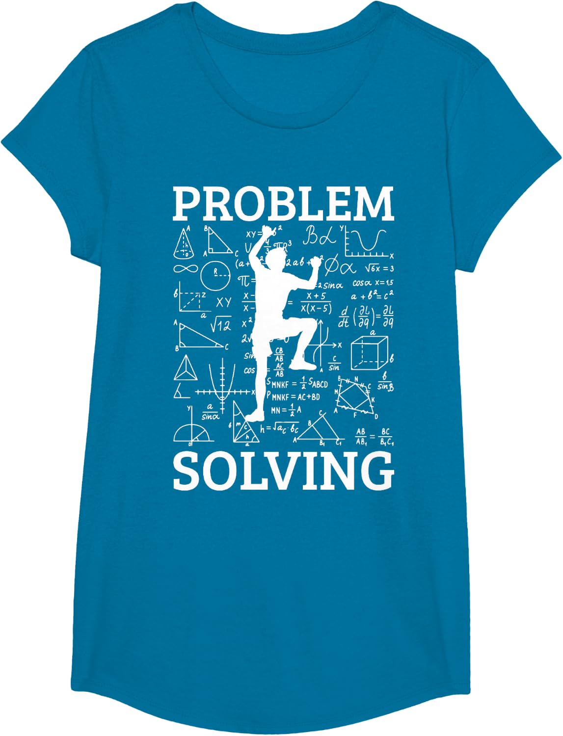 Climbing Problem Solving Rock Climber Bouldering Climb Wall T-Shirt - Girls Sapphire Blue