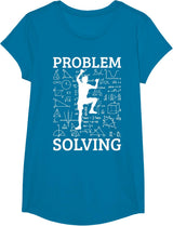 Climbing Problem Solving Rock Climber Bouldering Climb Wall T-Shirt - Girls Sapphire Blue