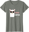 funny Mama Llama Co. Mama Llama, llama wearing sunglasses gift for women T-Shirt - Olive Heather