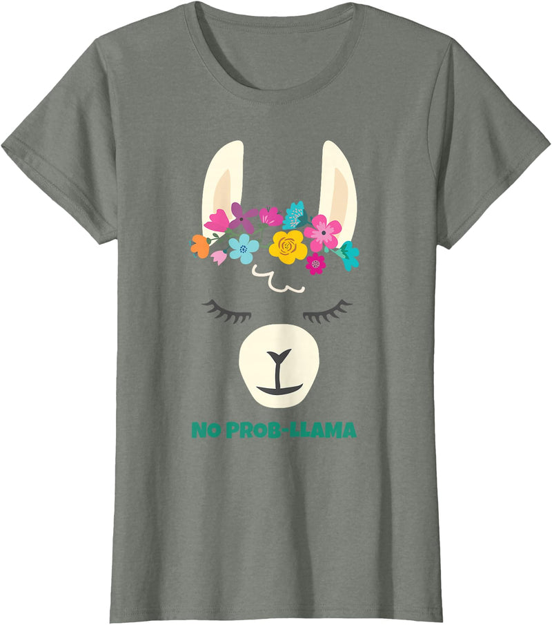 Llama Shirts & Alpaca Gifts No Prob Llama Christmas Women Kids Girls Birthday T-Shirt - Olive Heather