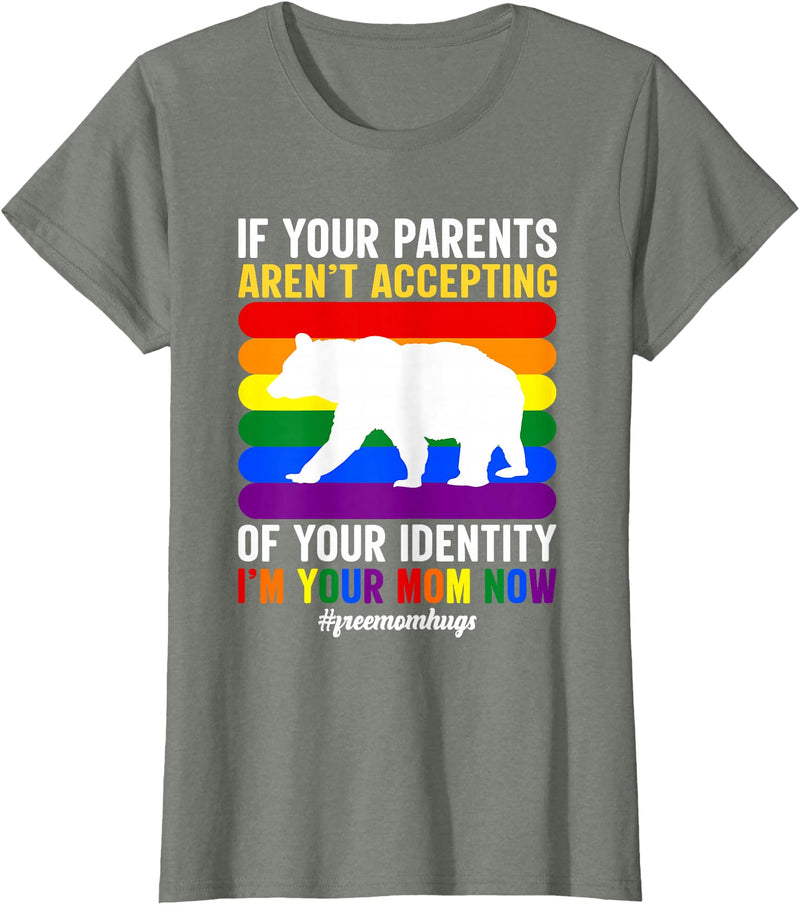 SOMMAS PRIDE Free Mom Hugs Proud Mama Bear Lgbt Gay Pride Lgbtq Parade T-Shirt - Olive Heather