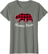 Papa & Mama Bear Outfit Mama Bear Pajama Red Buffalo Plaid T-Shirt - Olive Heather