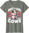 Cows for awesome Girls Farmer Cute Cow Just a Girl Who Loves Cows T-Shirt - Olive Heather