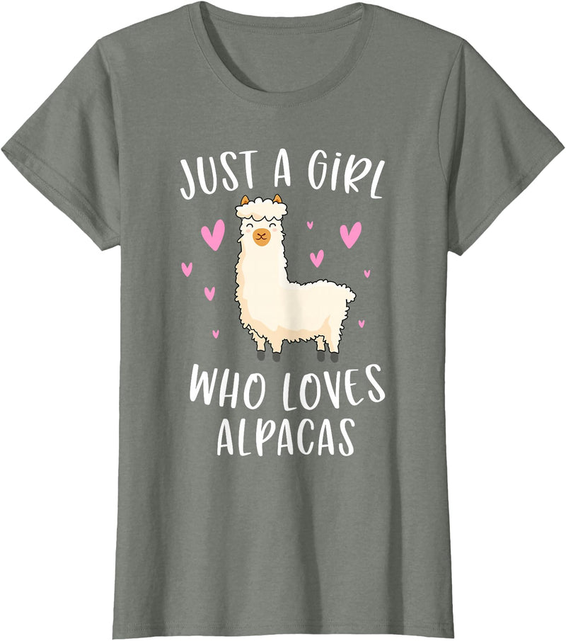Cute Alpaca Llama Lover Clothing Gifts For Women Just A Girl Who Loves Alpacas Funny Alpaca Gifts for Girls T-Shirt - Olive Heather