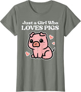 Pig Lover Shirts For Men Women Kids Just A Girl Who Loves Pigs Cute Hog Swine Toddler Girls Kids T-Shirt - Olive Heather