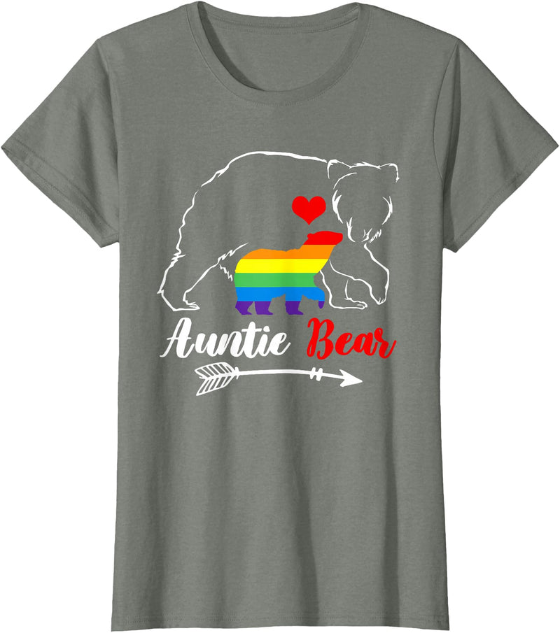 Funny Bear Family Gay LGBT Pride HBL LGBT Auntie Bear Aunt Gay Pride Proud Mom Mother's Day T-Shirt - Olive Heather