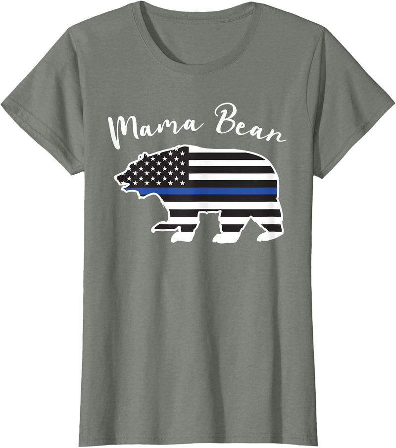 TourisTeez for Mama Bear Women Police Flag Womens MAMA BEAR | Police Flag Womens Police Mom Gift T-Shirt - Olive Heather