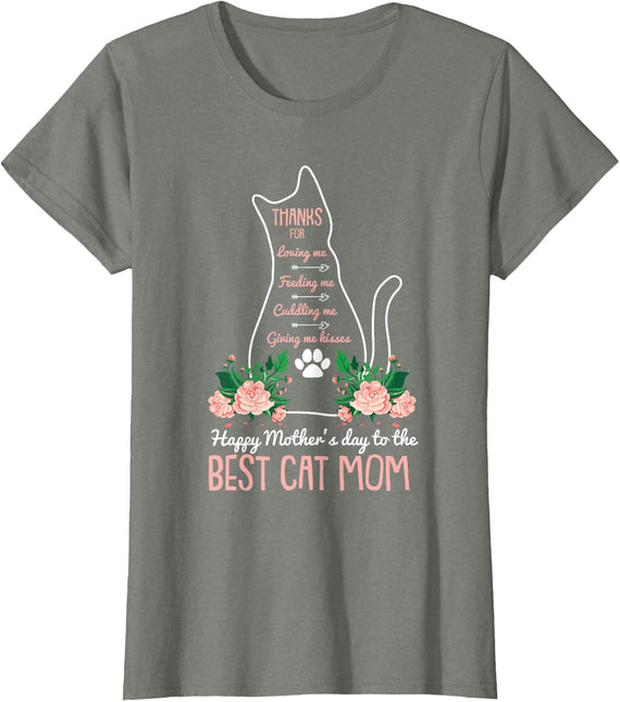 Best Cat Mom Mothers Day Cute Kitten Lover Mama Momma Mommy Women T-Shirt - Olive Heather