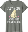 Polar Bear Lover Tees Just A Girl Who Loves Polar Bears T-Shirt Polar Bear Gift T-Shirt - Olive Heather