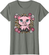 KATYLIN Cute Pig Flowers Pig Lover Women Girls Kids T-Shirt - Olive Heather